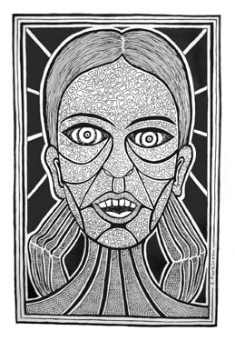 Woman with the cracked face by Liz Parkinson