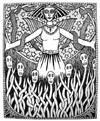 Horned Woman with scary flowers & snakes