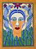 Woman with birds, snakes & caterpillars by Liz Parkinson