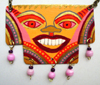 Smiley face with pink beads by Liz Parkinson